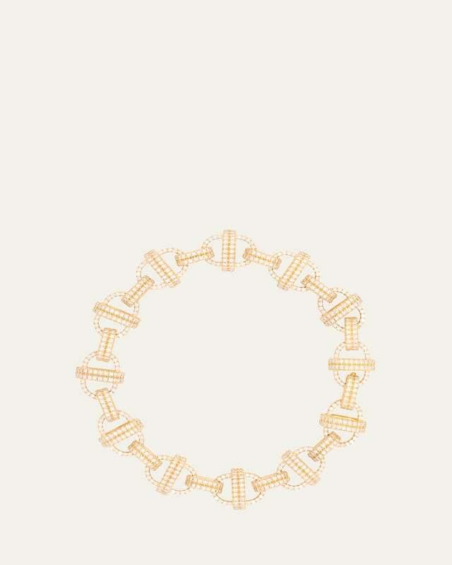 18K Yellow Gold Oval Chain Diamond Bracelet, Large Link, 7.75"L
